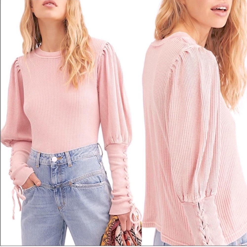 Free People Tasha puff sleeve thermal top